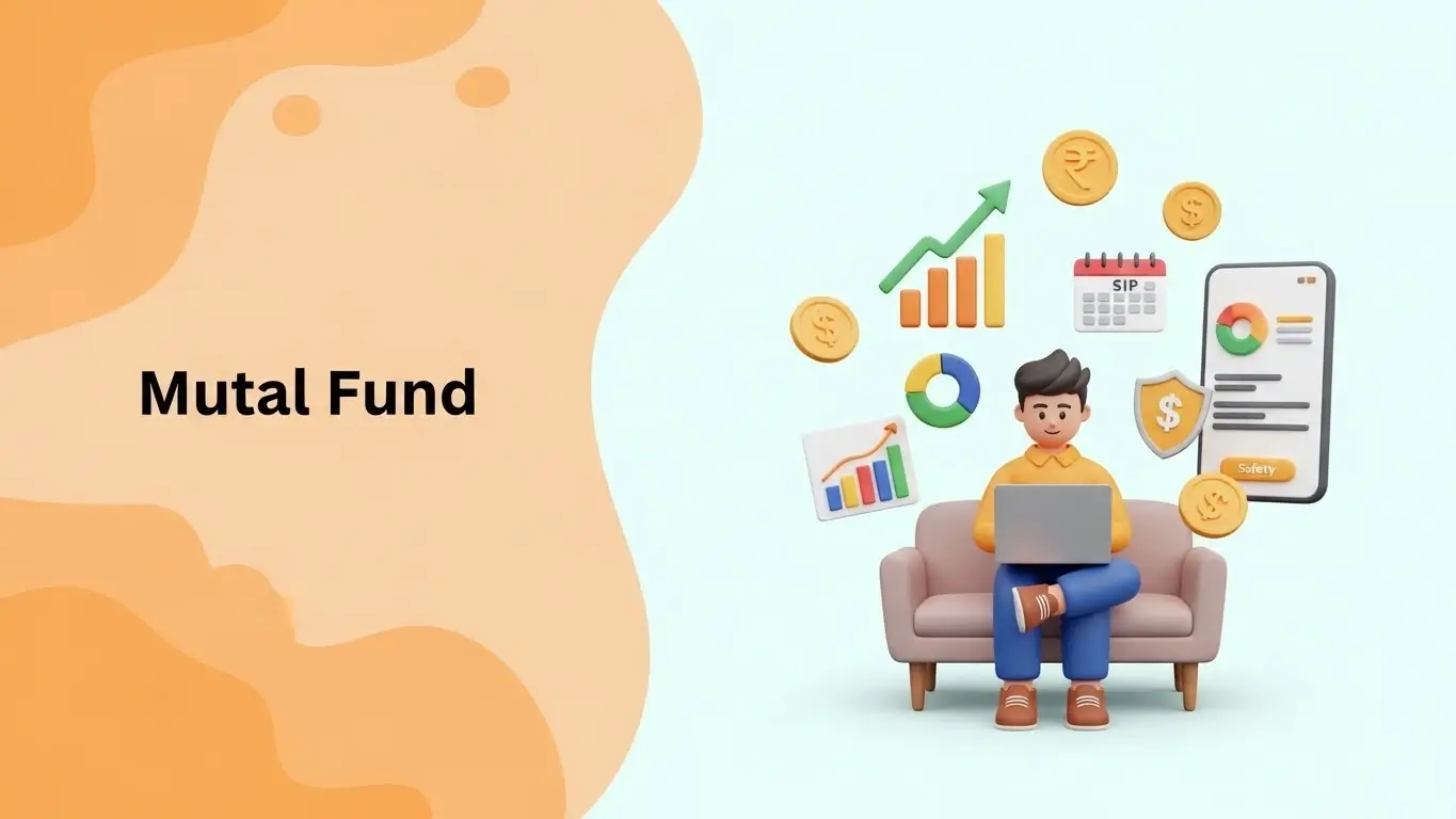 Mutual fund में निवेश करते हुए लैपटॉप पर ग्रोथ चार्ट देखता भारतीय व्यक्ति – SIP और लॉन्ग टर्म इन्वेस्टमेंट कॉन्सेप्ट