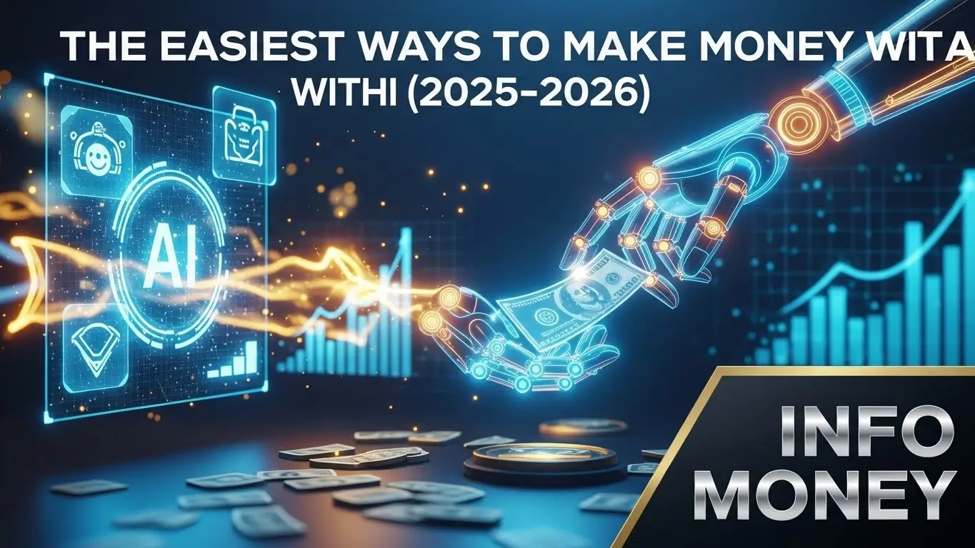 AI से पैसे कमाने के आसान तरीके 2025–2026 | रोबोटिक हाथ और डिजिटल पैसा | Info Money Thumbnail
